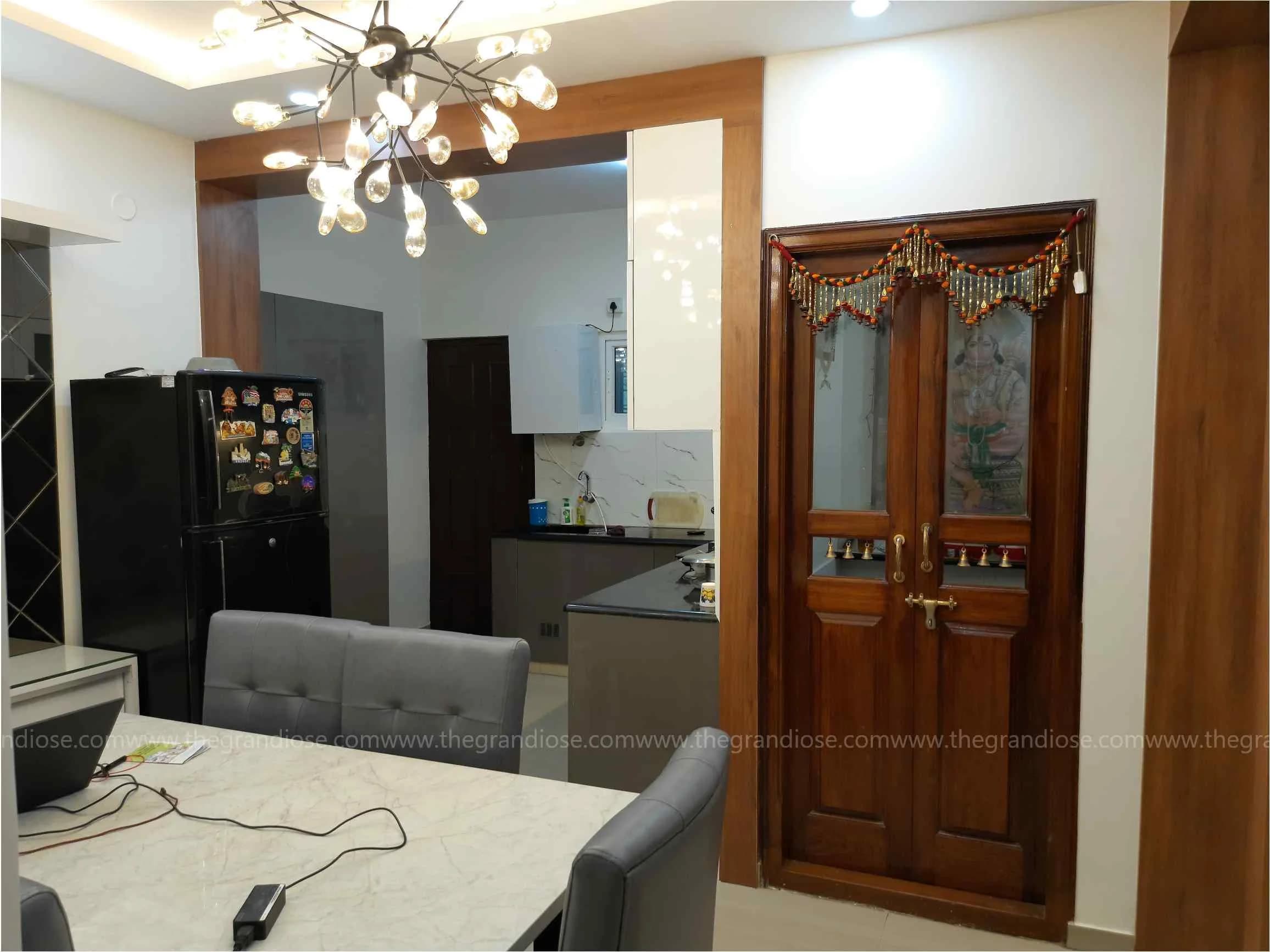Modular kitchen installation with quartz countertops