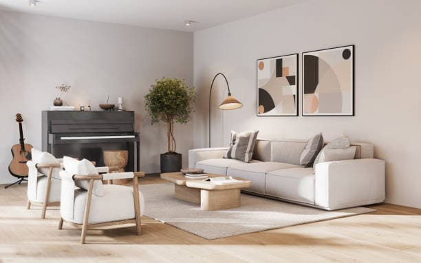 Bare living room shell with natural light