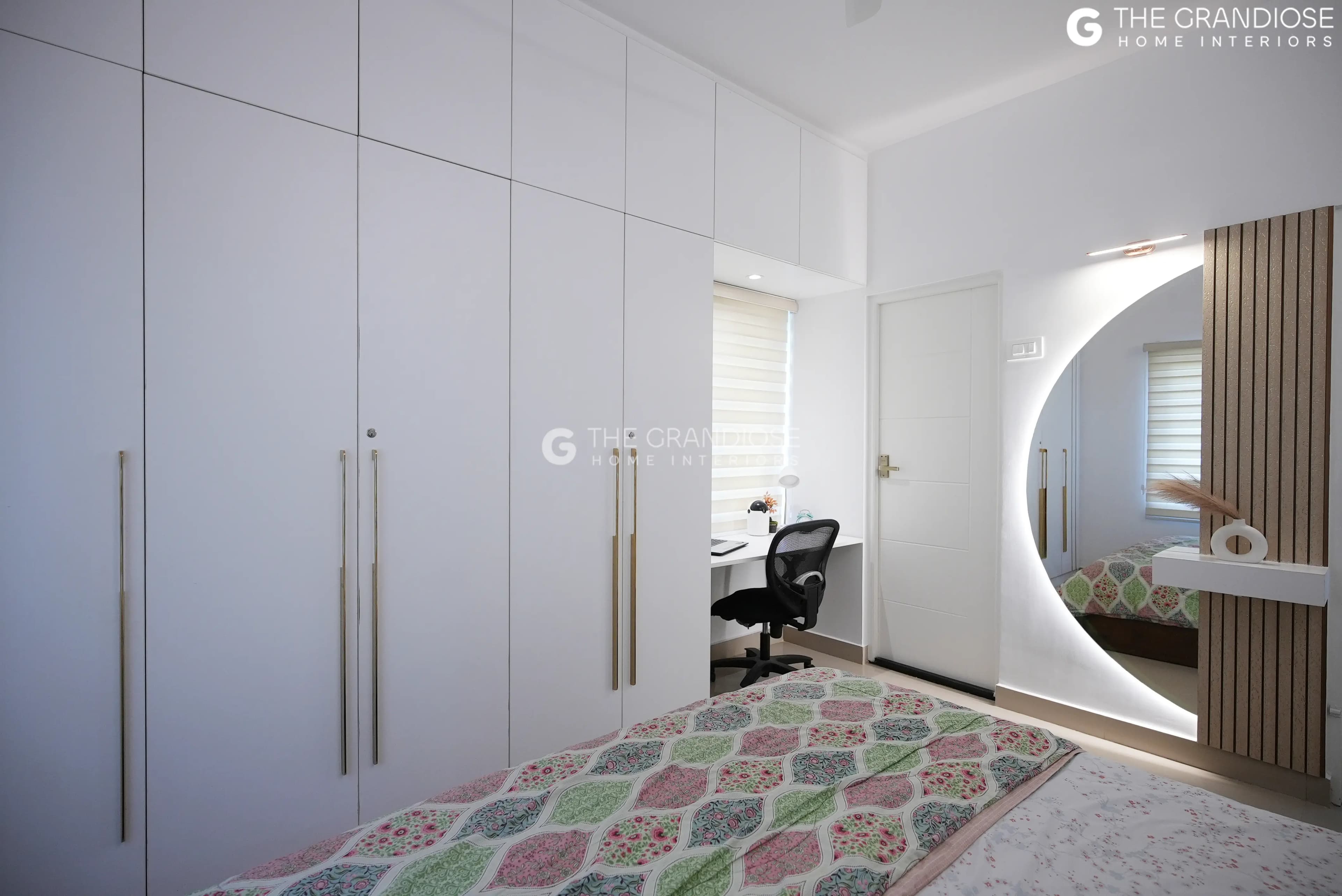 Double-height false ceiling and cove lighting